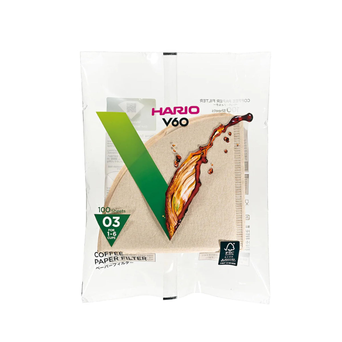 HARIO V60 Size 03 natural filters box for clean pour-over brewing