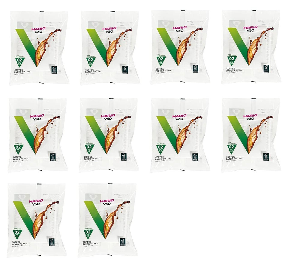Hario V60 size02 coffee filters in packaging for quick pour-over prep
