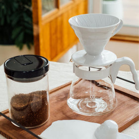 Hario V60 Starter Set glass server for clean, balanced brews.