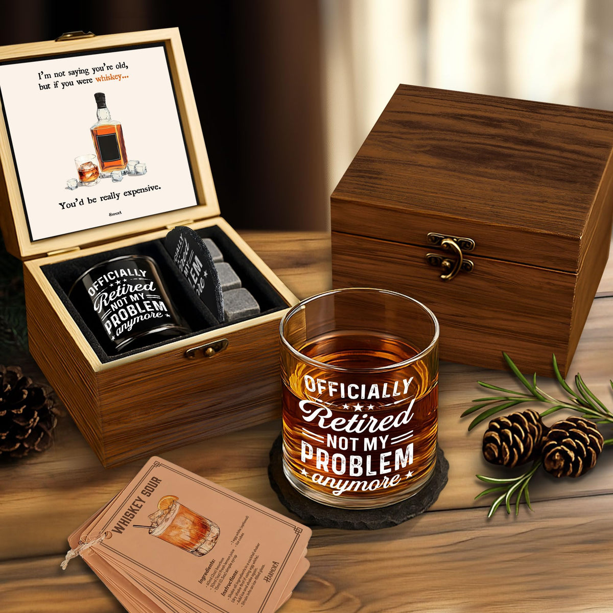 Harmora retirement engraved coaster for elegant table protection and conversation-worthy moments