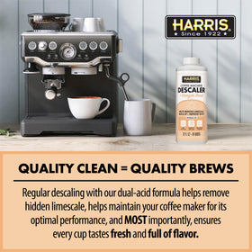 HARRIS descaler label highlights simple, safe ingredients for home use.