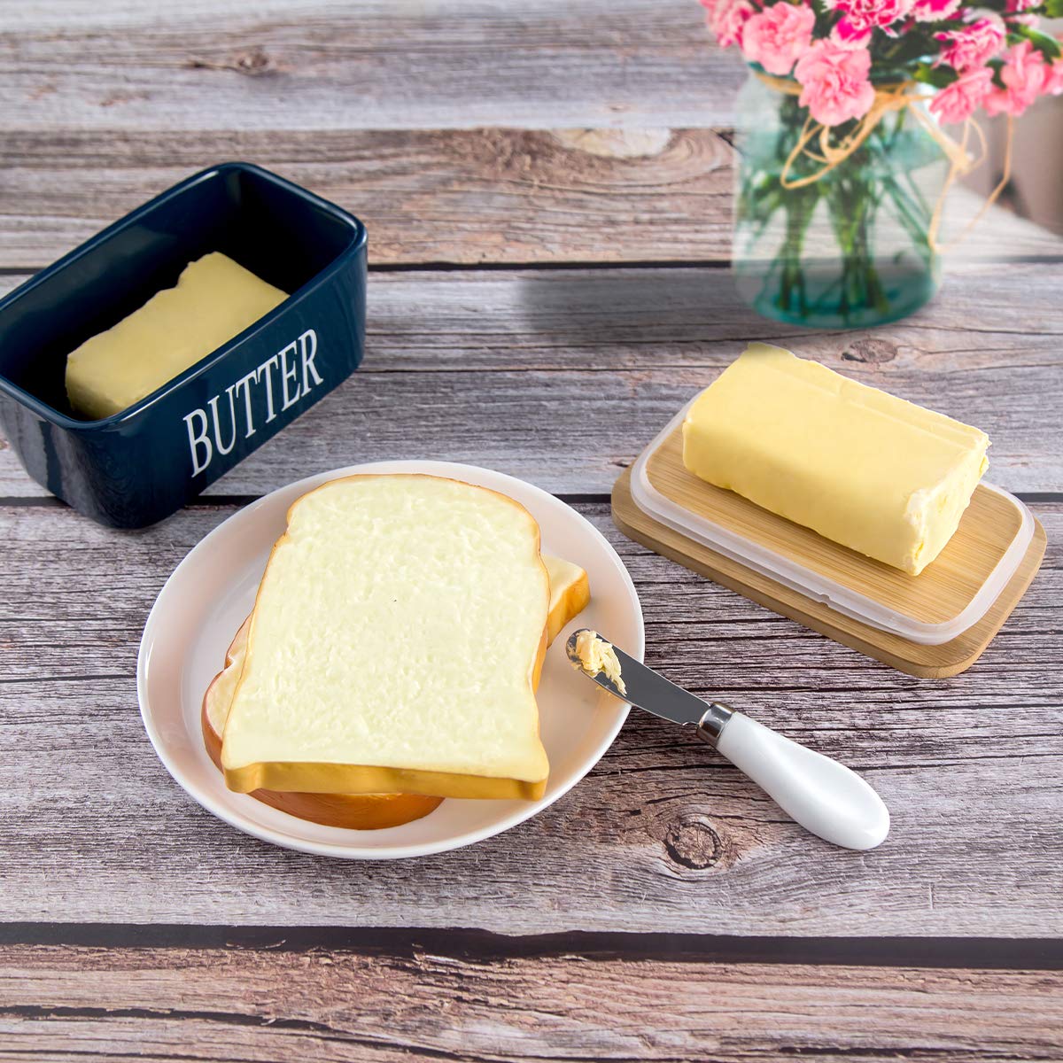 Airtight butter dish showing sealing ring to preserve freshness