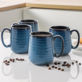 HASENSE blue mug set displayed side by side for versatile tableware