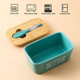 HASENSE butter dish features dishwasher-safe glaze for quick cleanup.