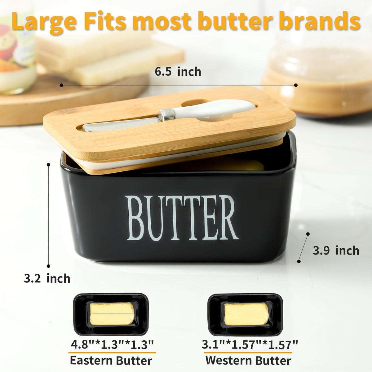 Hasense butter dish large capacity 650 ml fits standard sticks.