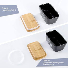 Hasense butter dish on countertop keeps butter reachable for meals.