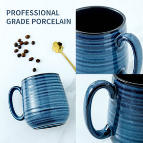 HASENSE 20 oz blue striped mug on a desk scene for office use