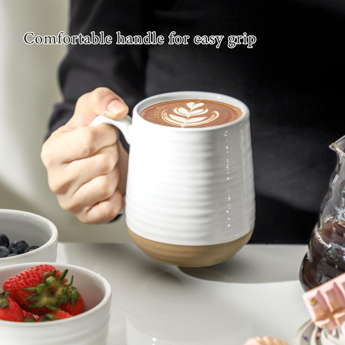 HASENSE 15oz mug highlighting a comfortable ergonomic handle for easy sipping.