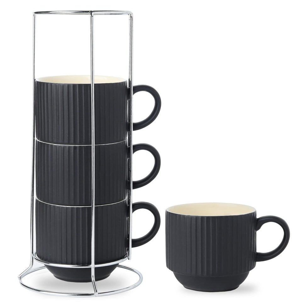 HASENSE ribbed-design coffee mug for elegant everyday use