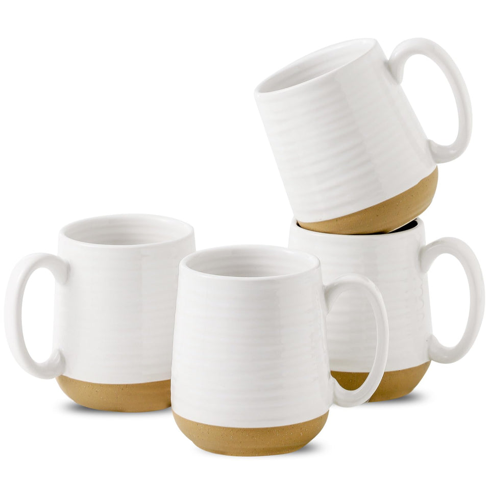 HASENSE coffee mug set of 4 in creamy white with two-tone finish for stylish daily use.