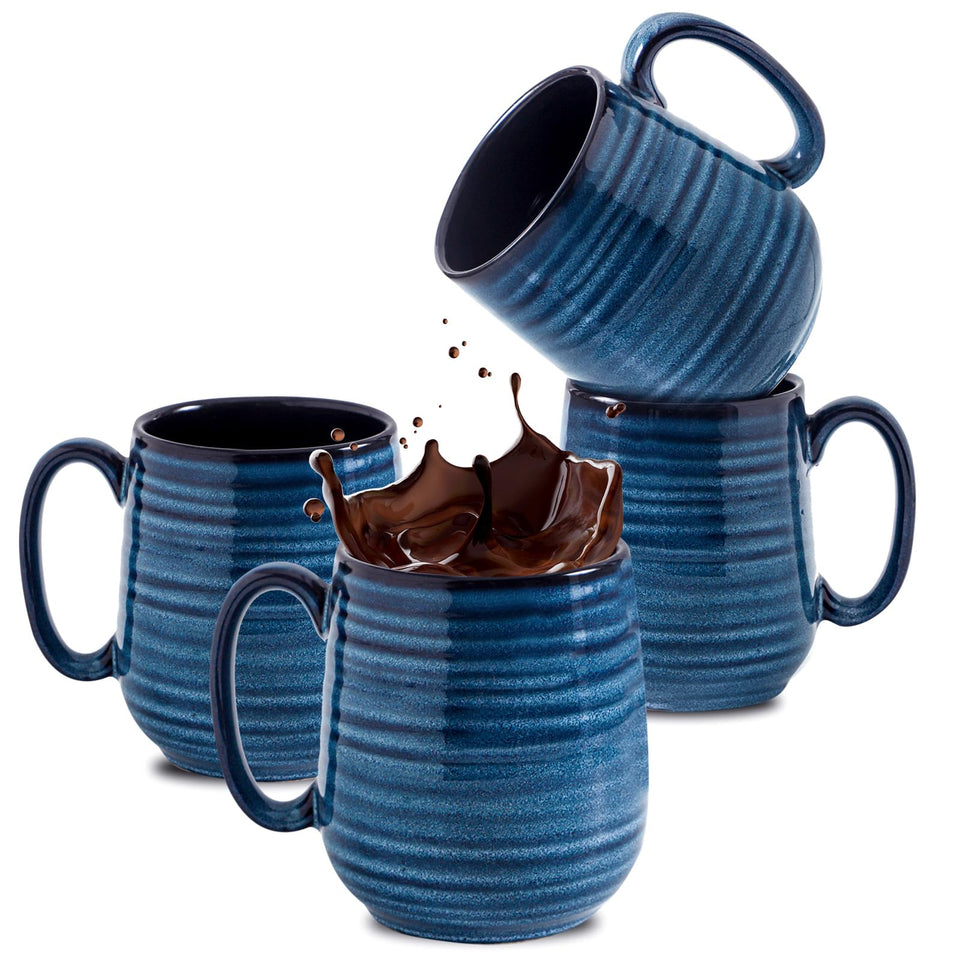 HASENSE blue 12oz coffee mugs set shown together for everyday use and harmony