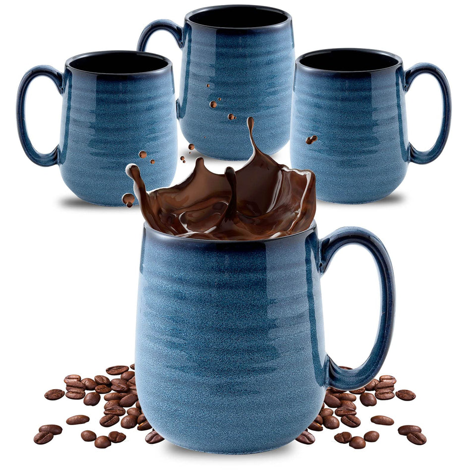 Hasense four-piece porcelain mug set with front view, ideal for daily coffee enjoyment