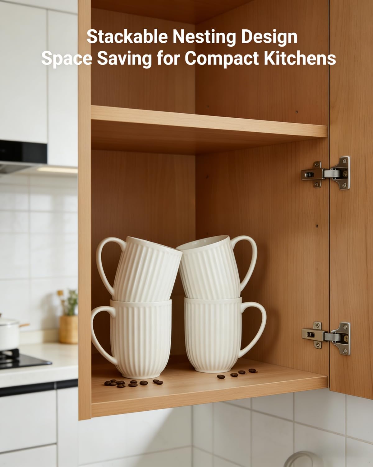 HASENSE creamy white mugs bring modern elegance to any kitchen.