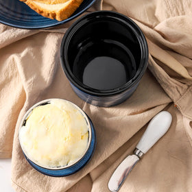 Hasense dishwasher-safe butter crock for easy cleaning after use.