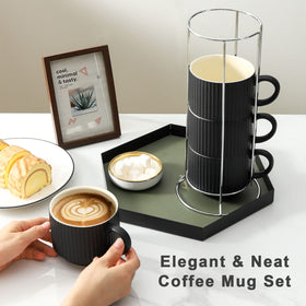 HASENSE metal latte cup stand keeps mugs organized and saves counter space