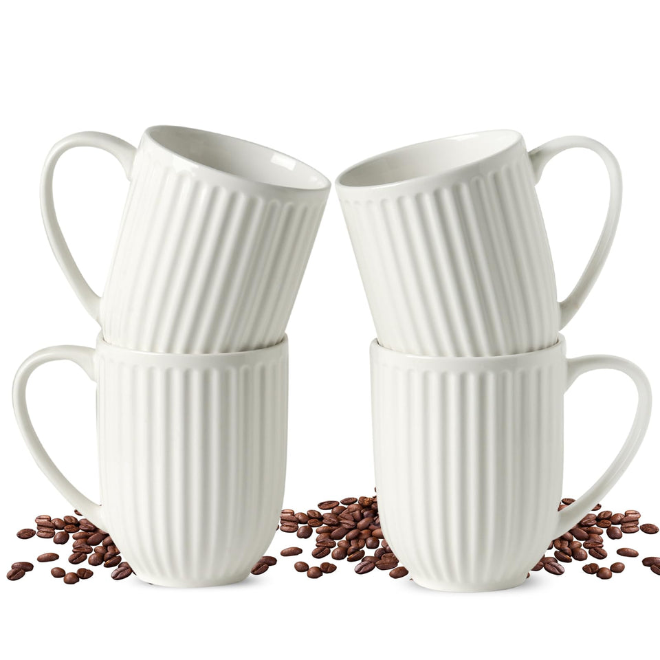 HASENSE textured mugs set of 4 with ribbed surface for a secure grip during every sip.