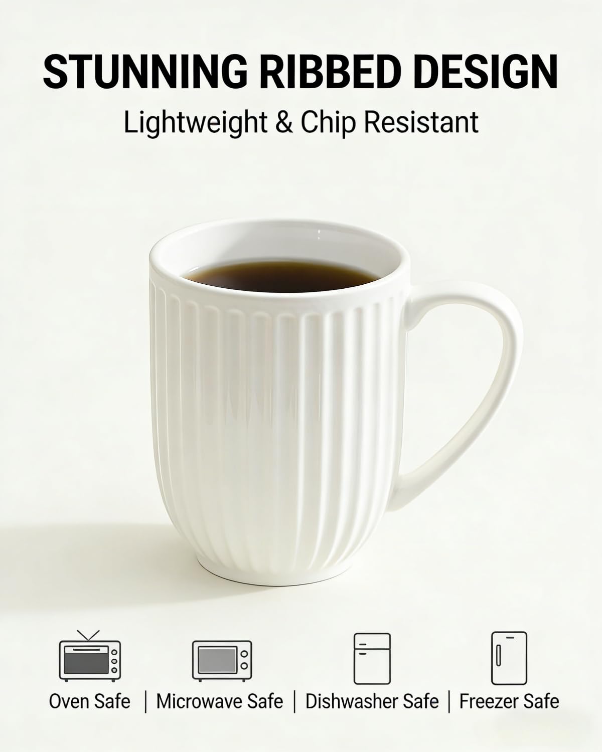 HASENSE mugs stacked neatly to save cabinet space in small kitchens.