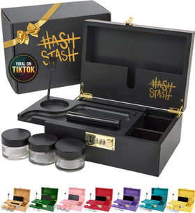 HASHSTASH The OG Storage Box shows the combination lock for secure storage and easy access.