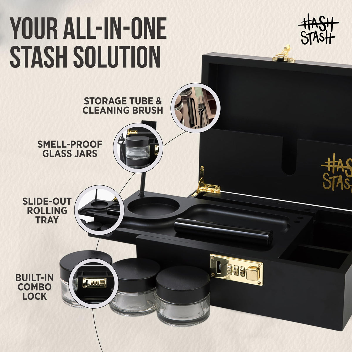 HASHSTASH The OG Storage Box with magnetic lid for quick, secure opening.