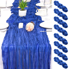 HASJOIN 8-pack royal blue cheesecloth table runner with natural drape for weddings