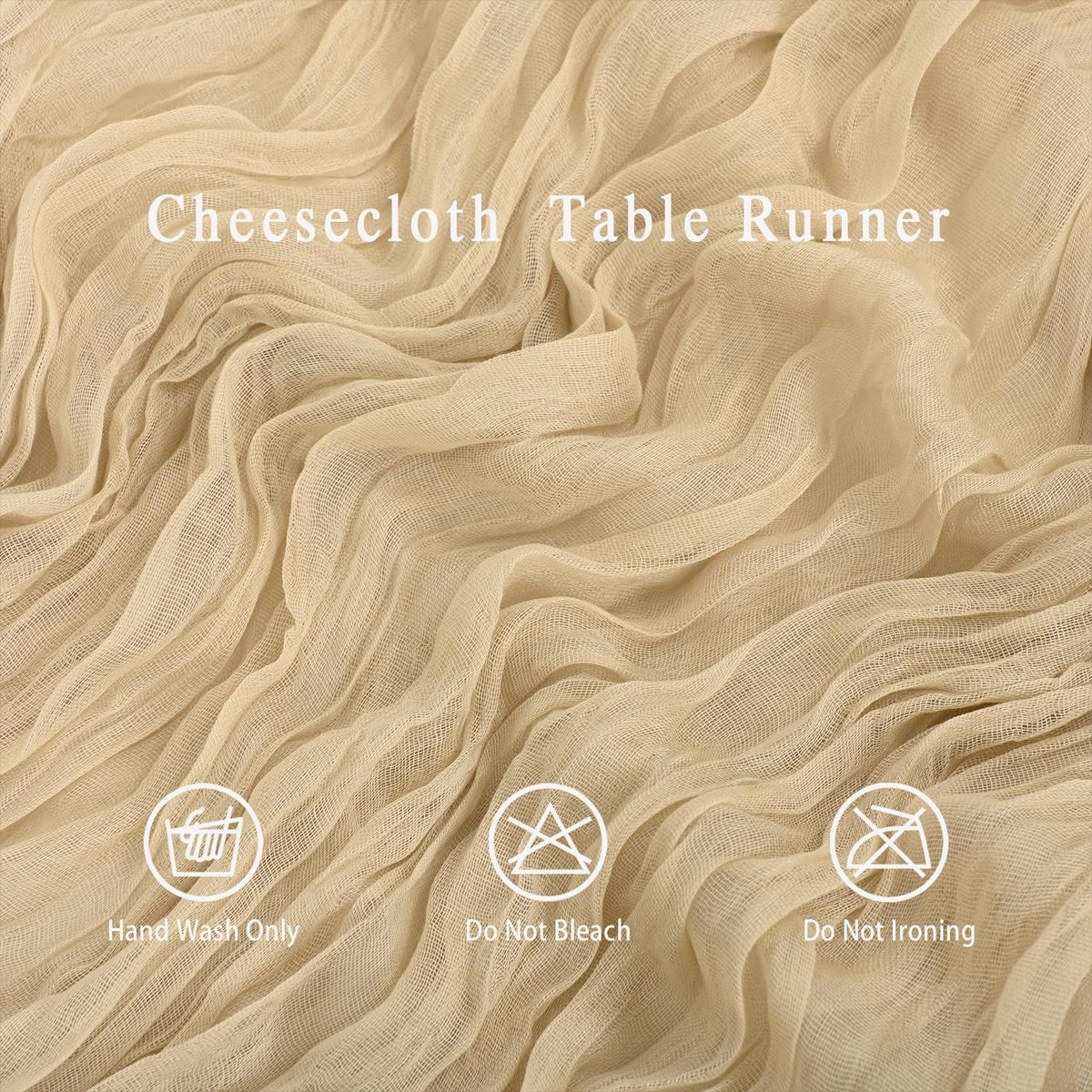 HASJOIN beige gauze runner shows natural wrinkles for elegant setting.