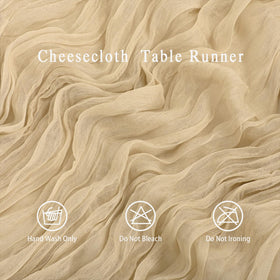 HASJOIN beige gauze runner shows natural wrinkles for elegant setting.