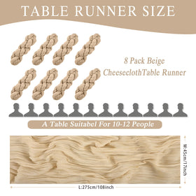HASJOIN beige cheesecloth runner adds soft texture for weddings and parties.