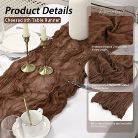 HASJOIN arch curtain decor using brown cheesecloth runner for romantic ambiance