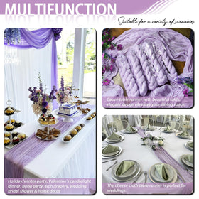 HASJOIN lavender cheesecloth runner laid flat showing 17x108 inch size