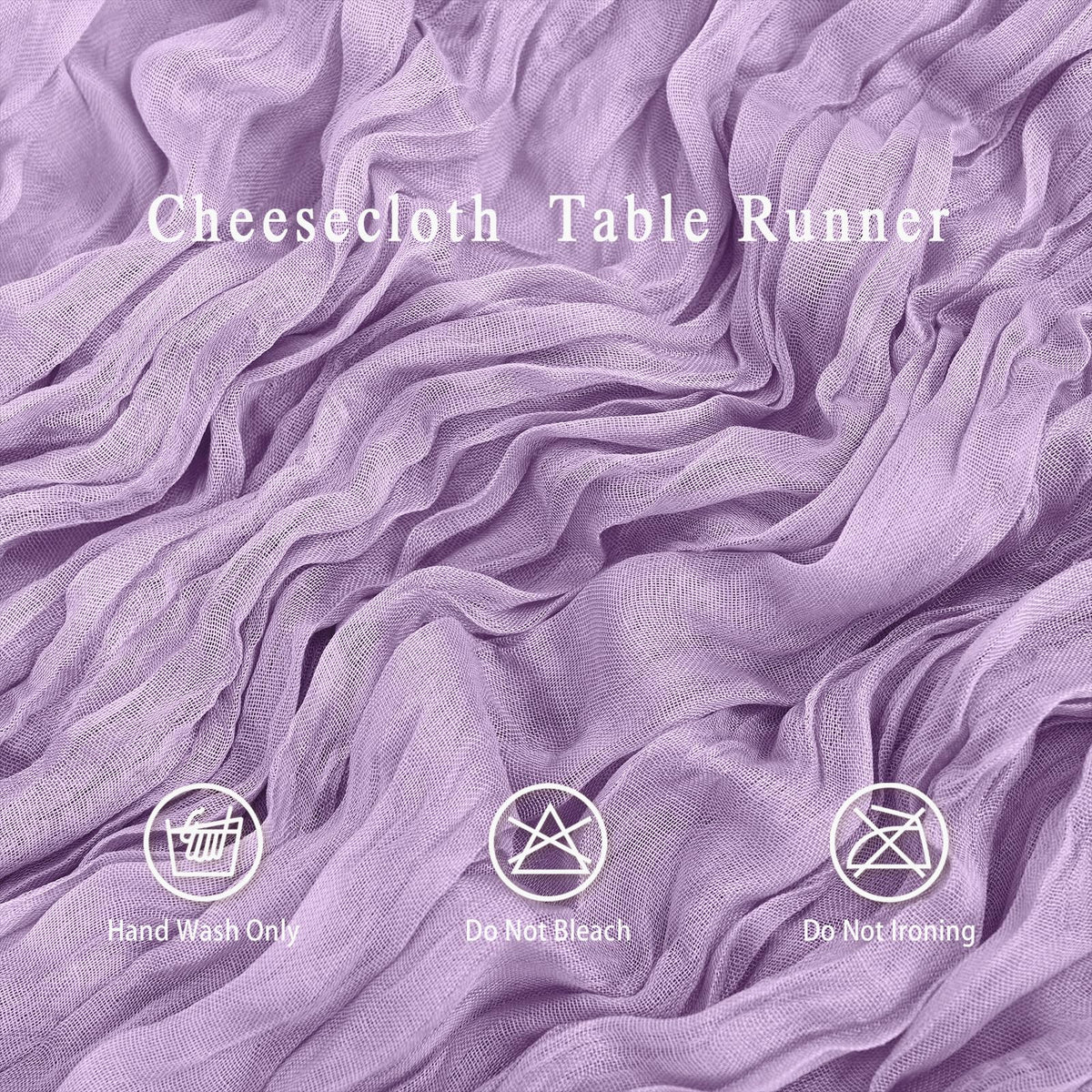 HASJOIN lavender cheesecloth runner draping a wedding arch for a dreamy backdrop