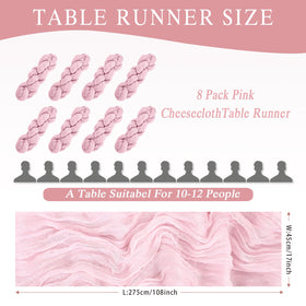 HASJOIN pink cheesecloth table runner draped over a long dining table for soft decor.