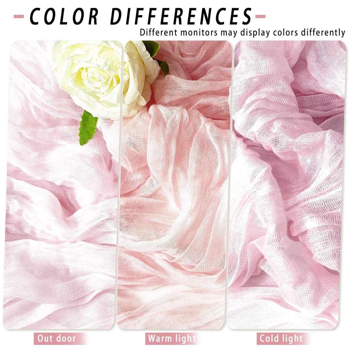 HASJOIN pink cheesecloth table runner features natural wrinkles for rustic vibe.