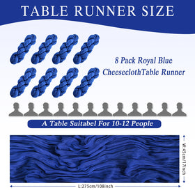 HASJOIN royal blue gauze table runner close-up texture showing wrinkled elegance