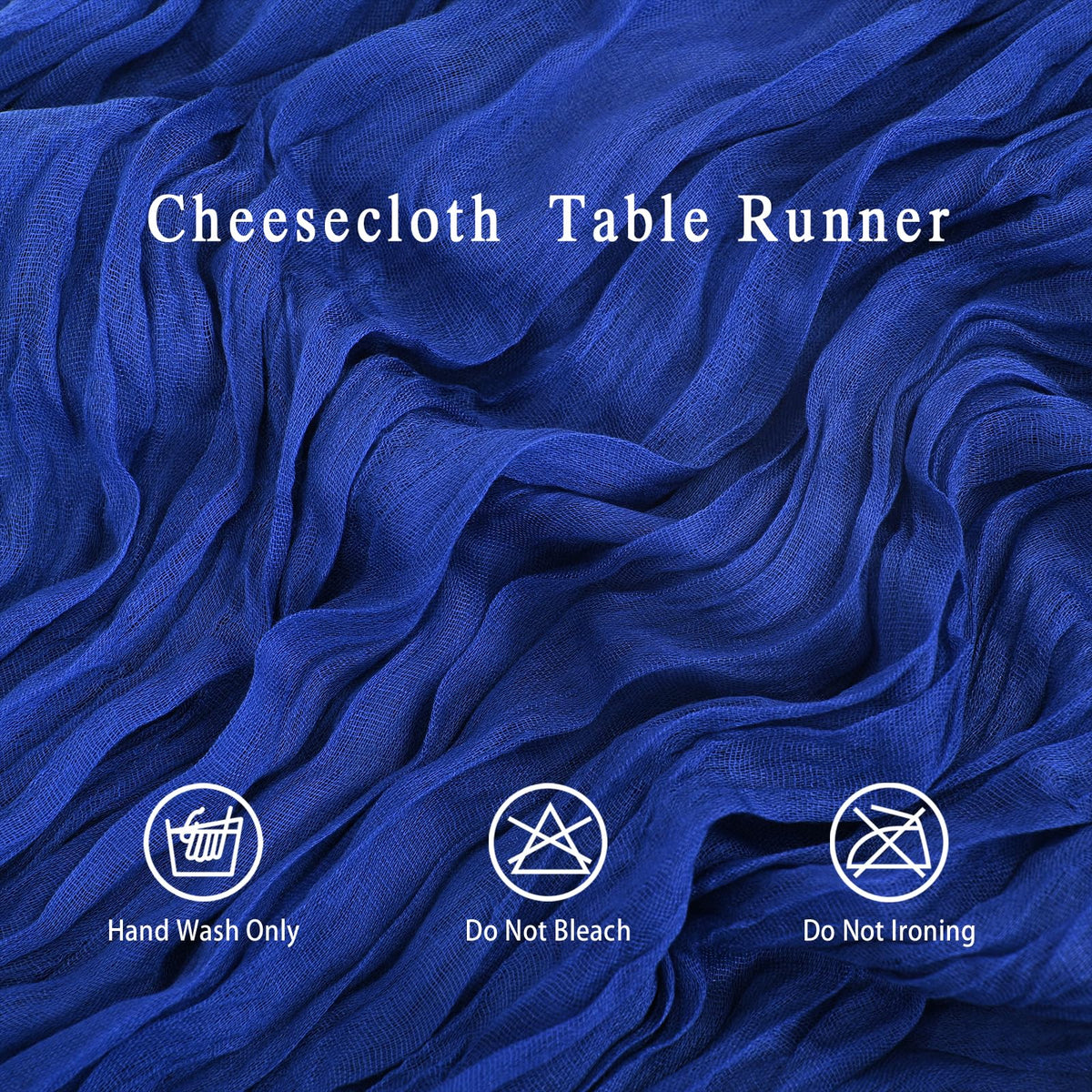 HASJOIN royal blue cheesecloth runner laid on table highlighting soft, reusable fabric