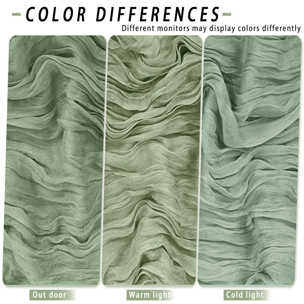 HASJOIN sage green cheesecloth table runner, lightweight and drapey.