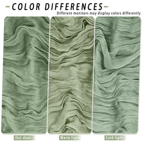 HASJOIN sage green cheesecloth table runner, lightweight and drapey.