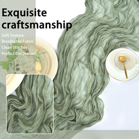 HASJOIN sage green cheesecloth table runners suit weddings and baby showers.