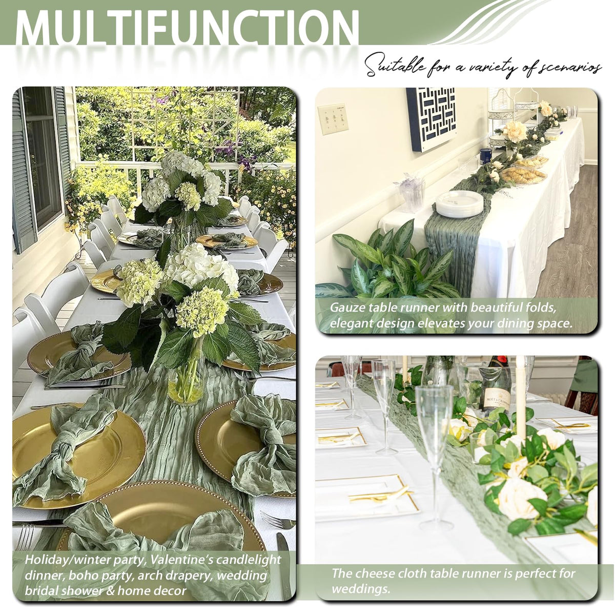 HASJOIN 8-pack table runners provide flexible decor options.