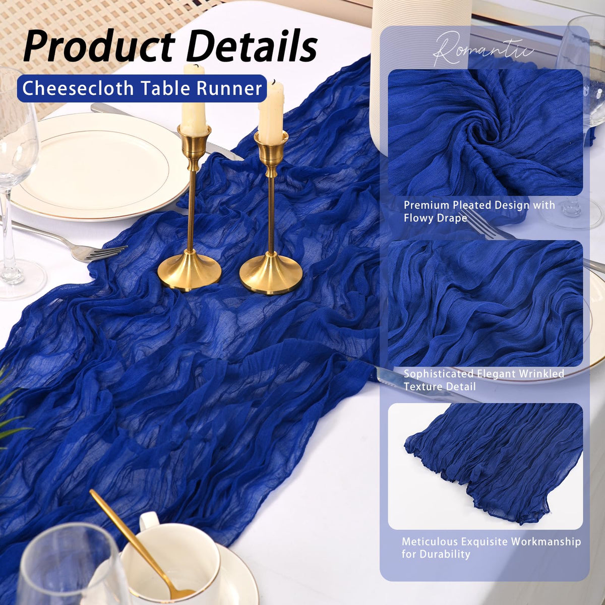 HASJOIN wedding decor featuring translucent cheesecloth runner for romantic tablescape