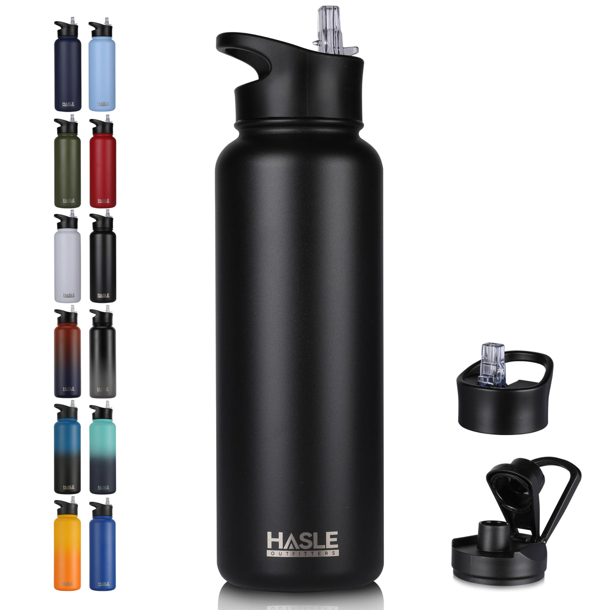 Hasle Outfitters 40oz bottle double-wall insulation keeps drinks cold for hours.