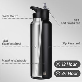 Hasle Outfitters 40oz bottle straw lid enables easy sipping on the go.