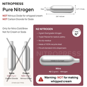 Hatfields London NitroPress 2g cartridge pack ready for barista-style nitro coffee.