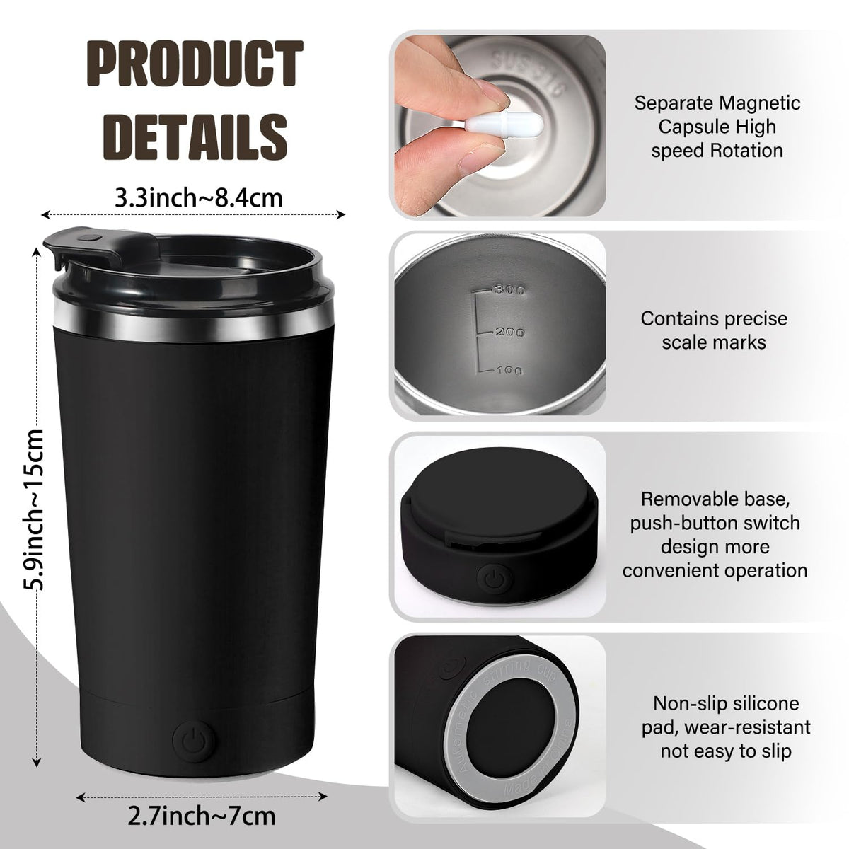 Hatisan multi beverage stirring mug for coffee, milk, and chocolate