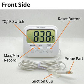 HATUSOKU thermometer features a large LCD display for quick, legible readings at a glance.