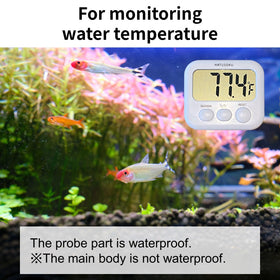 HATUSOKU digital thermometer with waterproof sensor for aquarium water monitoring and control.