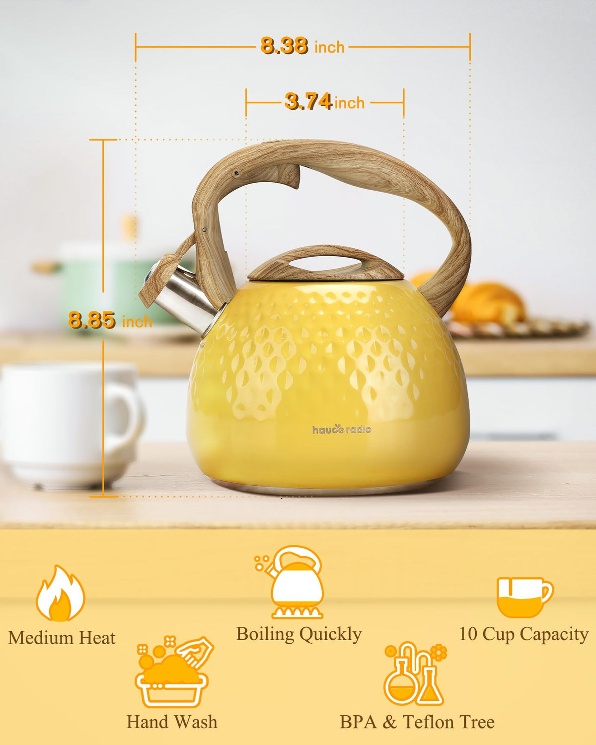 Hauce Radio induction compatible kettle for versatile stovetop cooking