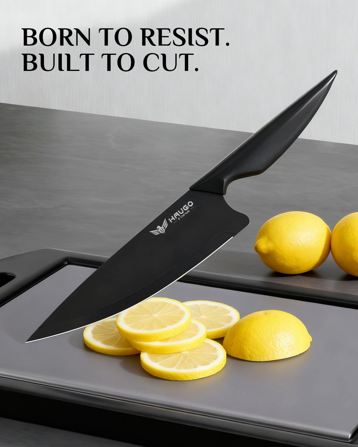 Haugo built-in ceramic sharpener refreshes blades in seconds