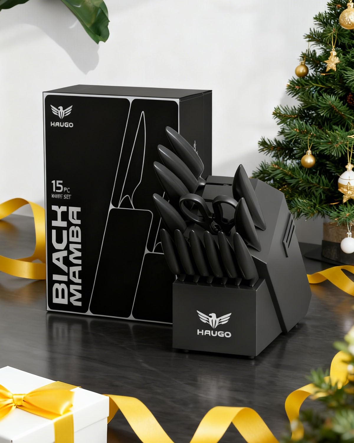 Haugo complete kitchen knife set covers slicing, dicing, and chopping tasks
