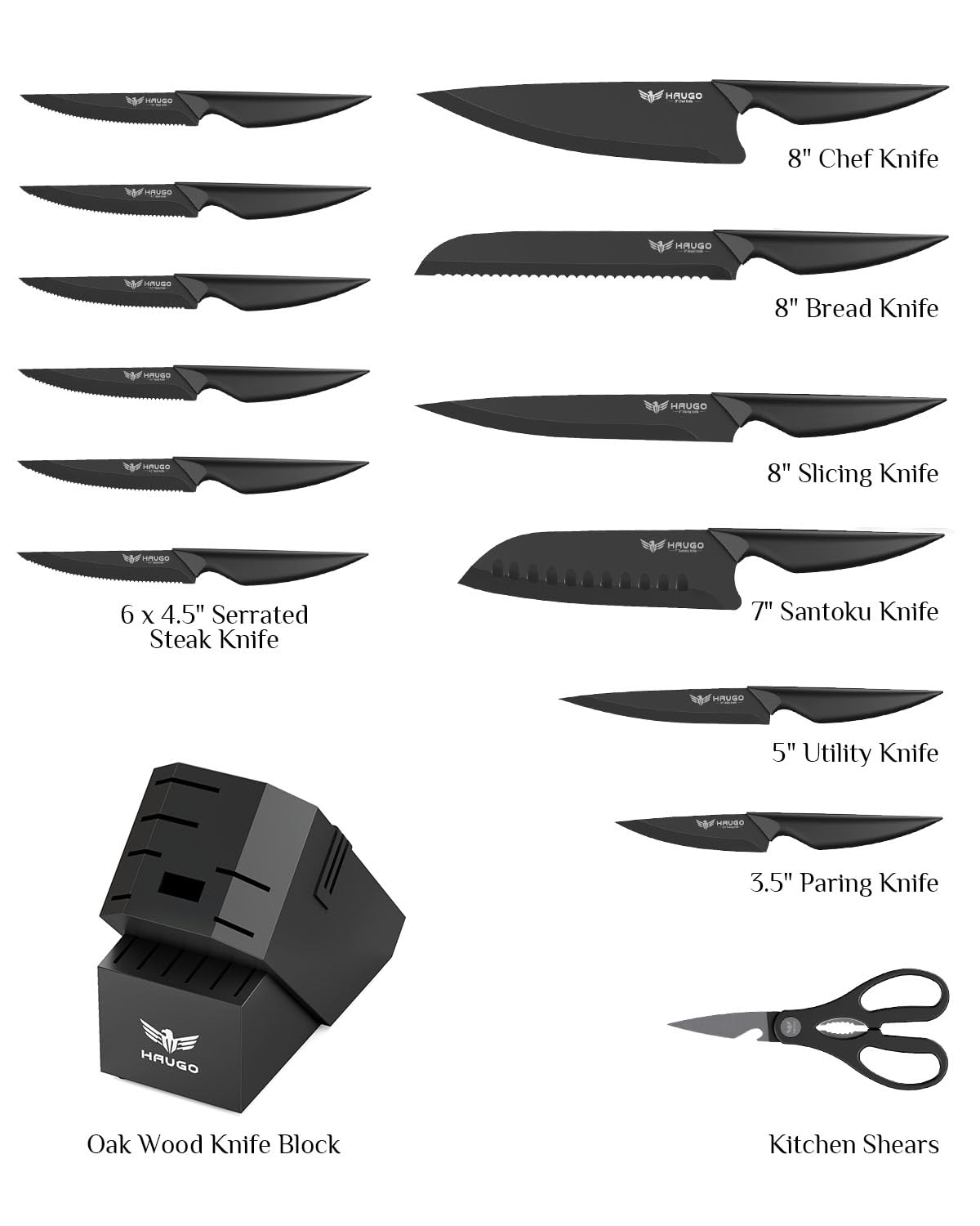 Haugo high-carbon stainless steel blade for sharp, durable cuts