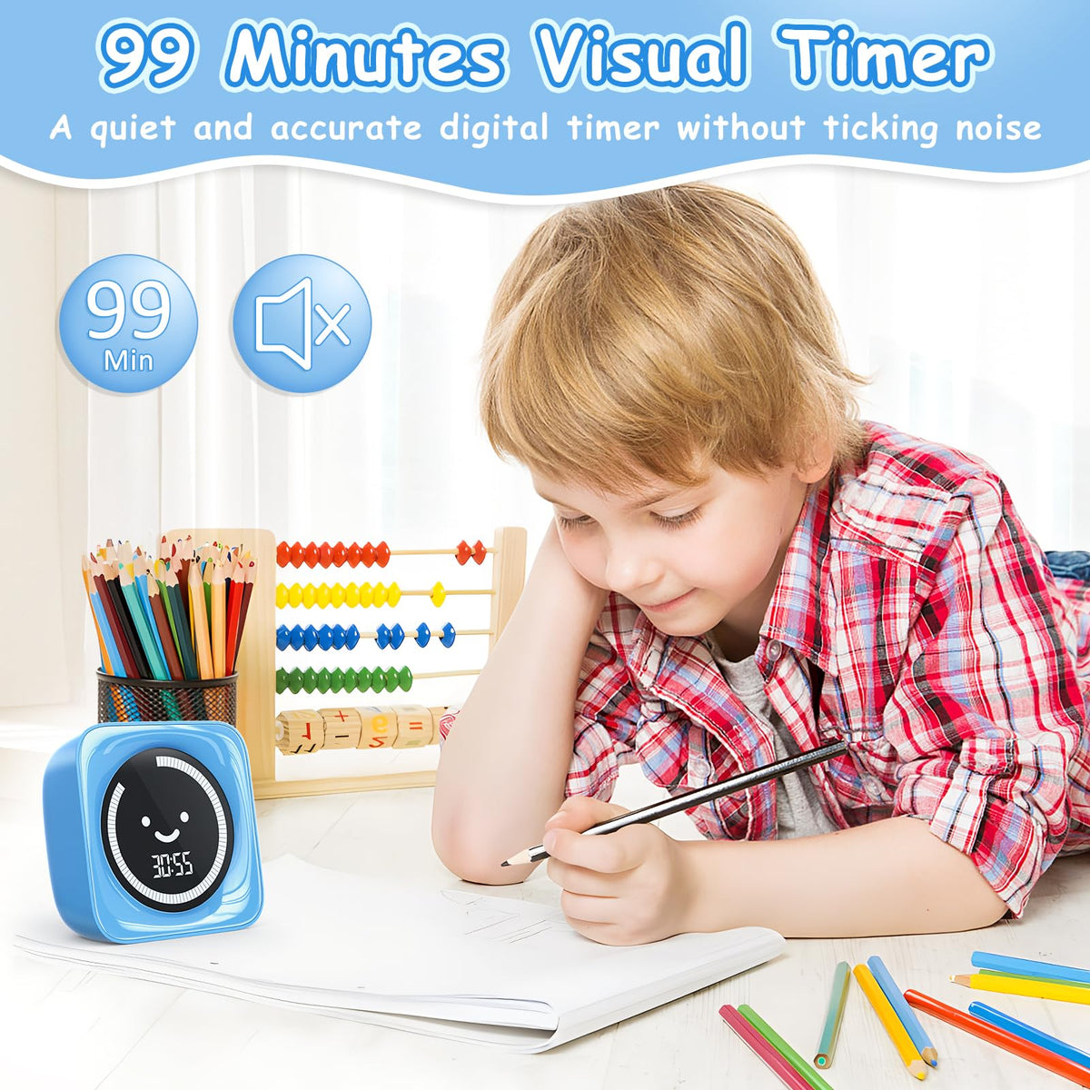 HAUKINIX 99-minute timer for classroom and homeschool activities without ticking noise